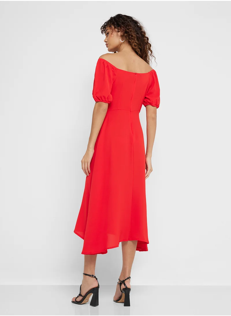 جينجر Sweetheart Neckline Midi Dress With Side Slit