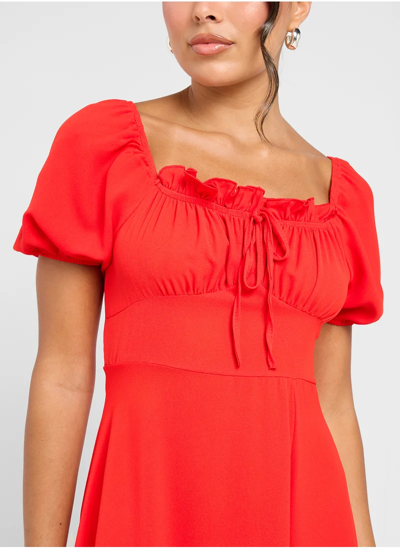 Ginger Sweetheart Neckline Midi Dress With Side Slit