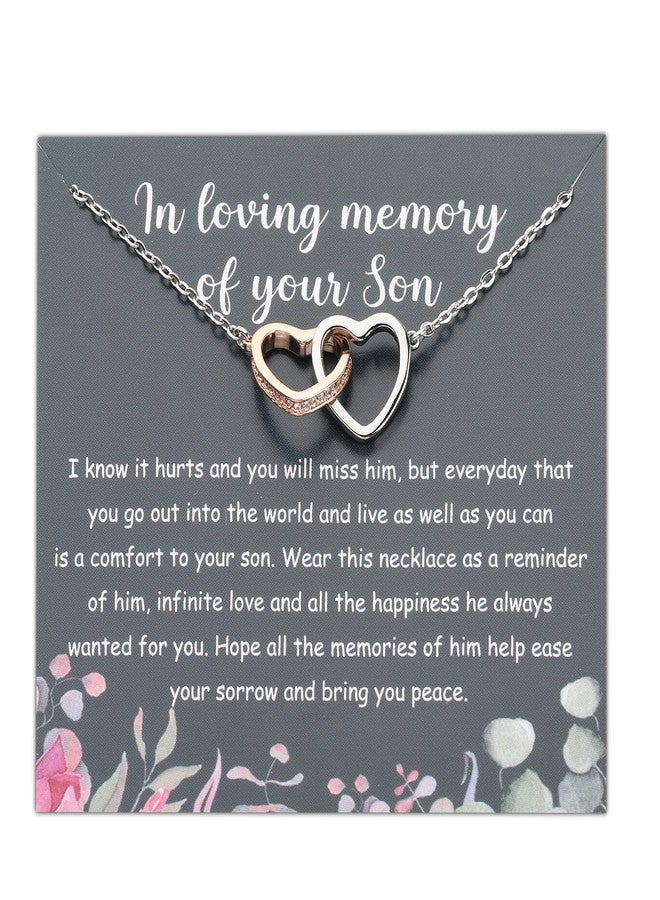 PLITI Boys Unisex Classic Interlocking Heart Necklace, Memory of Son, Stainless Steel, Cubic Zirconia, 17.72 Inches - Image 1