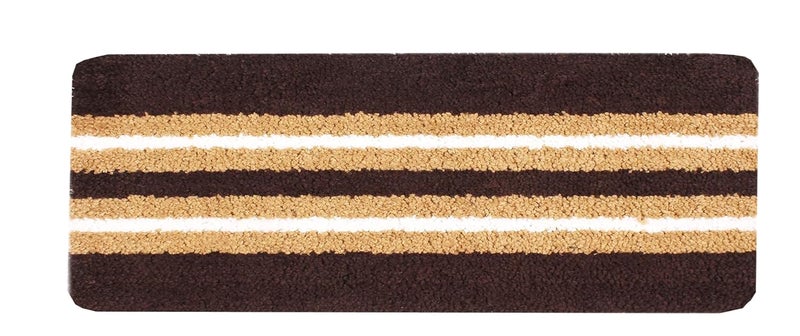 SKIVE India Rectangular Striped Soft Microfiber Yarn Durable & Washable Multipurpose Runner for Home/Kitchen/Living Area/Office Entrance with Anti Skid Backing/Quick-Drying Mats_Coffee with Gold - Image 2