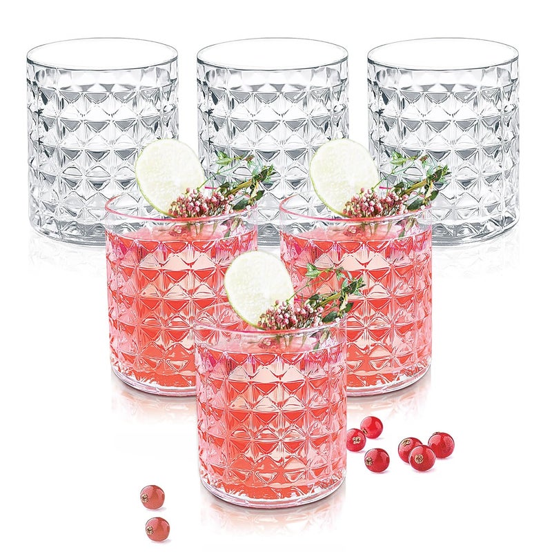 Treo by Milton Knitts 260 Glass Tumblers, Transparent, Knitt Textured Design Glasses Set of 6, 260 ml Each Ideal for Water, Juice, Cocktails, Mocktails - Image 1