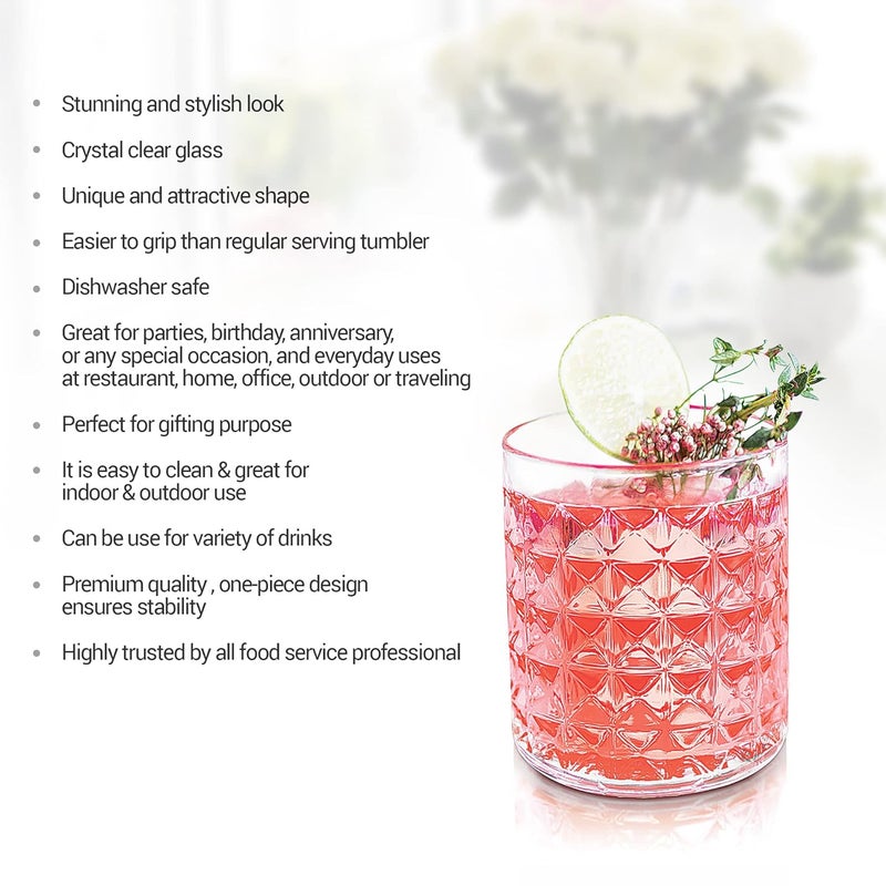 Treo by Milton Knitts 260 Glass Tumblers, Transparent, Knitt Textured Design Glasses Set of 6, 260 ml Each Ideal for Water, Juice, Cocktails, Mocktails - Image 4