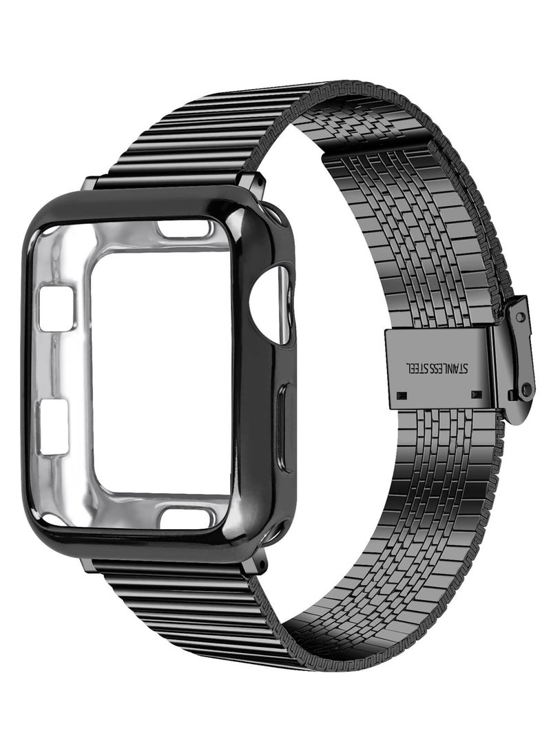Y&D Metal Band Stainless Steel Compatible for Apple Watch Bands 42/44mm with Case Sport Adjustable Suitable IWatch Series SE 6 / 5/4 3/2/1 Women Men  - Image 1