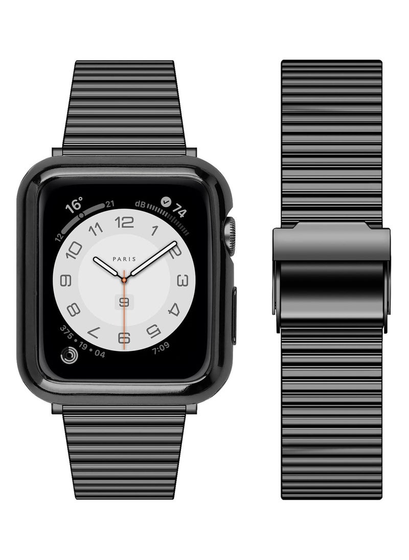 Y&D Metal Band Stainless Steel Compatible for Apple Watch Bands 42/44mm with Case Sport Adjustable Suitable IWatch Series SE 6 / 5/4 3/2/1 Women Men  - Image 2