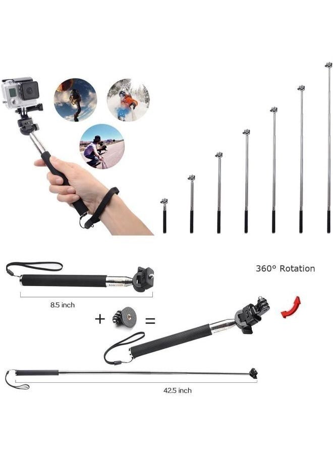 Action Camera Accessories Pack Selfie Stick Floating Handle Suction Cup Mount Compatible with GoPro