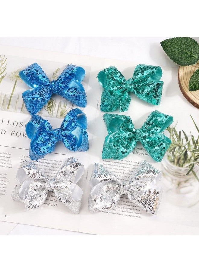 DED - 30Pcs Sparkly Hair Bows Clips 4 Inch Glitter Sequin Bow Alligator Clips Baby Hair Accessories For Baby Girls Children Kids(15 Pair) - Image 1
