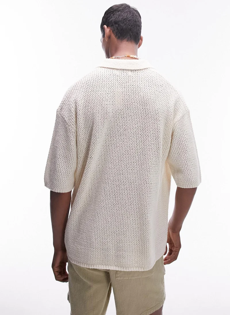 TOPMAN Button Through Crochet Shirt