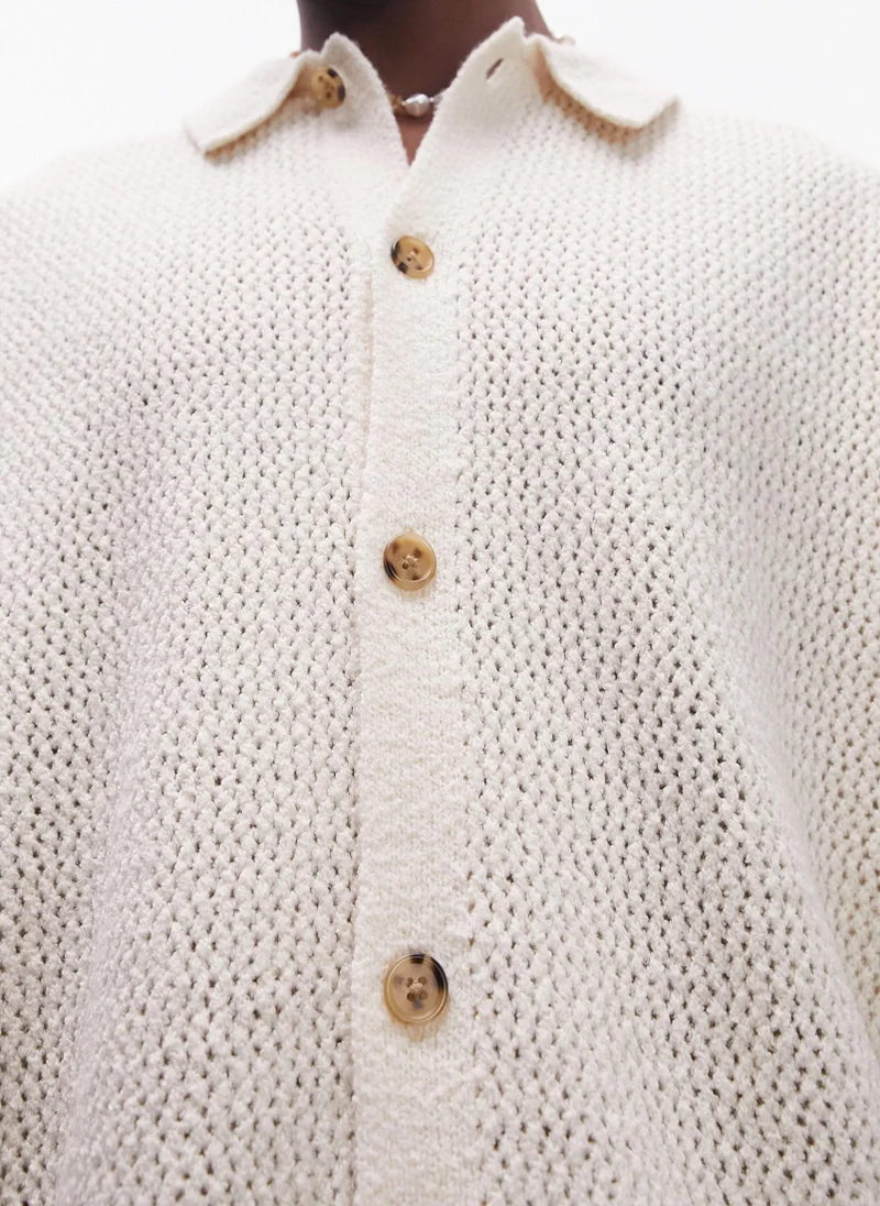 توب مان Button Through Crochet Shirt