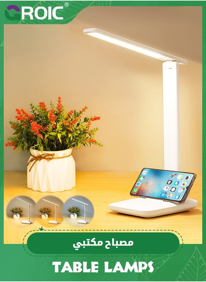 GROIC - LED Desk Lamp with USB Plug-in Use,Dimmable Eye-Caring Reading Desk Light for Home, with 3 Lighting Modes,Touch Control，LED Nightlight Bedside Lamp - Image 1
