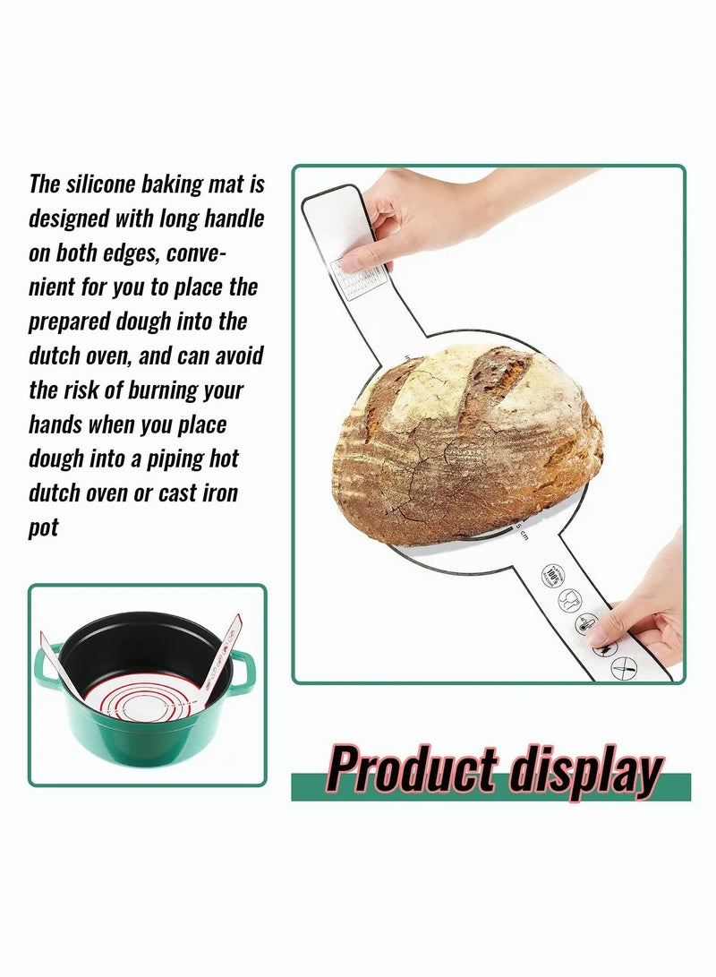 Silicone Baking Mat for Dutch Oven Bread, Black and Red Non-stick Baking Mat with Long Handle, 8.3 Inch Reusable Silicone Baking Sheets, Heat Resistant Baking Bread Pad for Dough Pastry - Image 3