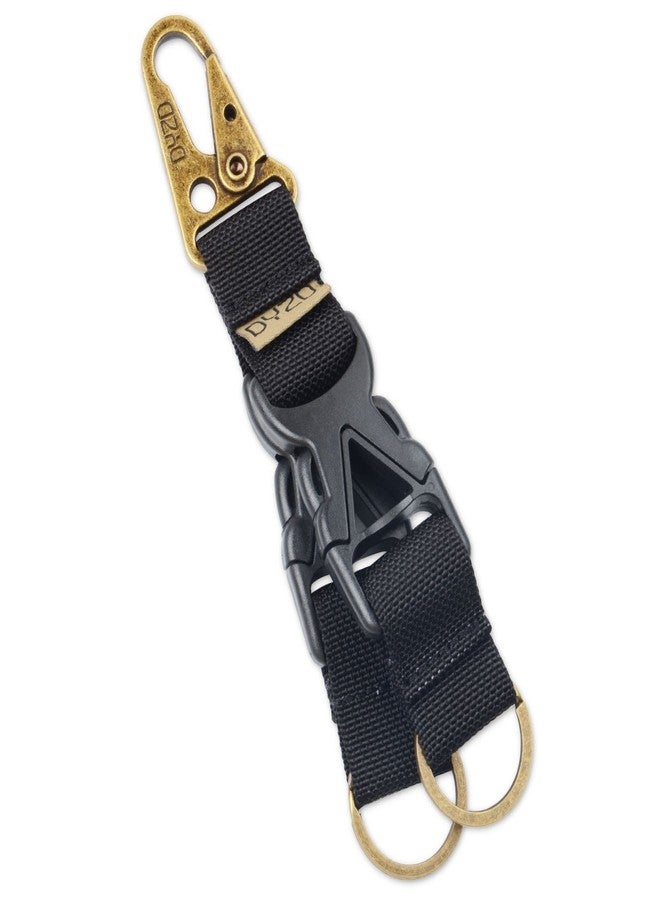 DYZD Double Buckle Tactical Gear Keychain Survival 100% Nylon Webbing Key Chain Tactical Key Holder Quick Release Buckle with Key Ring((Pack of 1 Black) - Image 1
