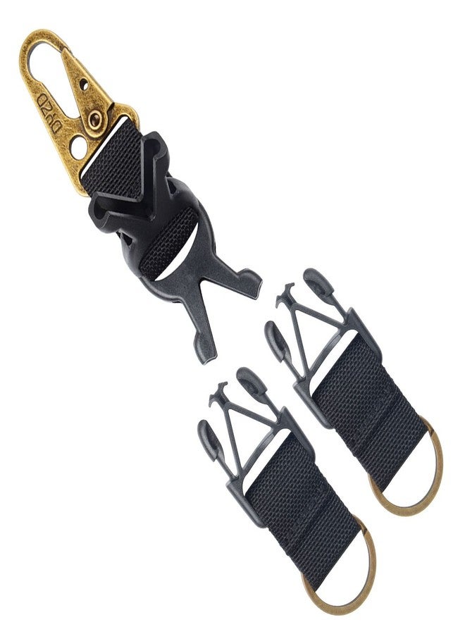DYZD Double Buckle Tactical Gear Keychain Survival 100% Nylon Webbing Key Chain Tactical Key Holder Quick Release Buckle with Key Ring((Pack of 1 Black) - Image 2