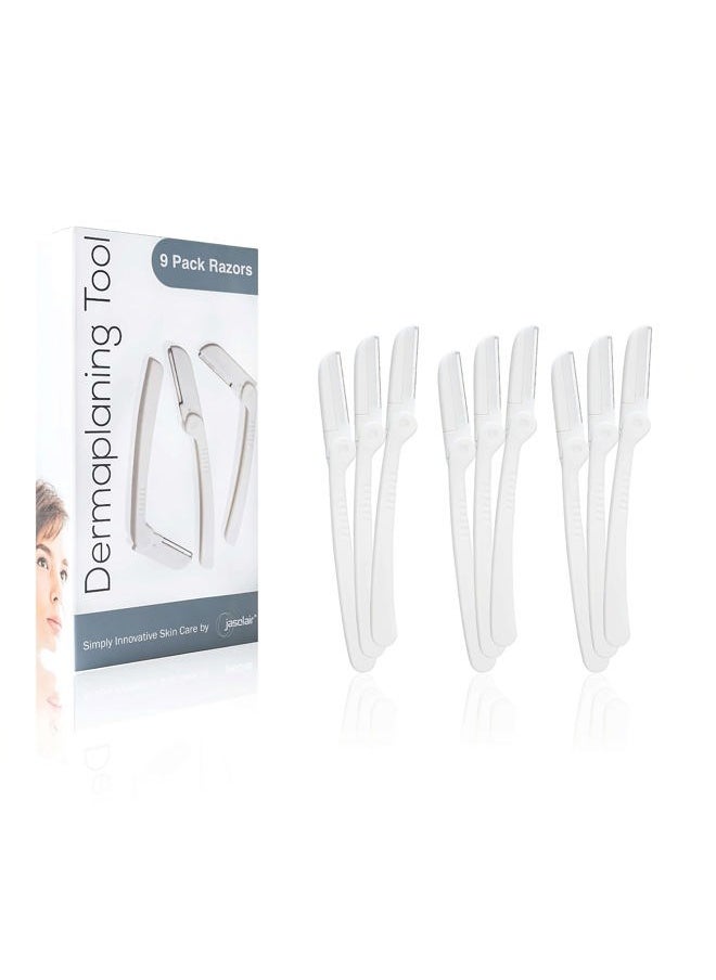 Jasclair - Dermaplaning Tool (9 Count) – Easy to Use Dermaplane Razor for Face – Practical Hair Remover Blade for Eyebrows and Peach Fuzz – Facial Shaver for Women That Helps Exfoliate and Smooth the Skin - Image 1