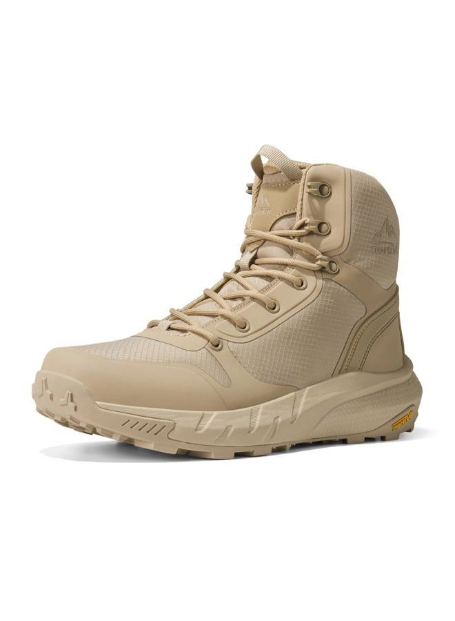 NORTIV 8 Men's Military Tactical Boot Lightweight Comfortable Boots for Work All Day Side Zipper Motorcycle Combat Hiking Boots 8 Inches Metrostrike, Sand, 8