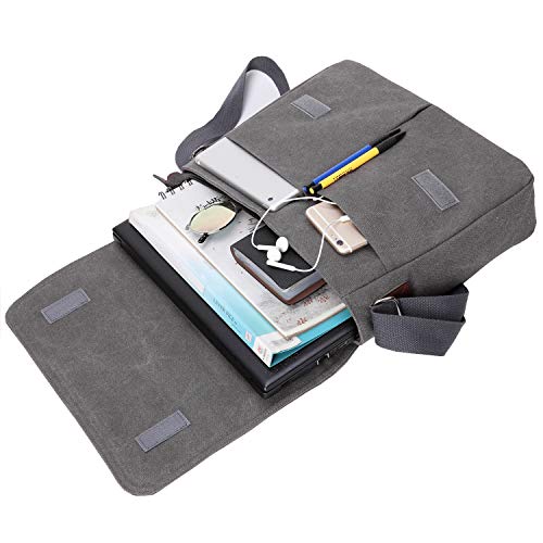Mactso Vintage Canvas Satchel Messenger Bag for Men Women,Travel Shoulder bag 13.5" Laptop Bags Bookbag (Grey) - Image 5