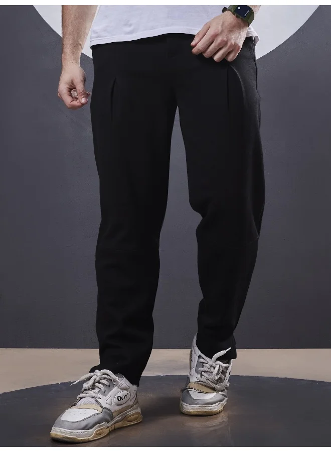 Maniac  Maniac Mens Solid Black Cotton Trackpant for Men | Best Price UAE