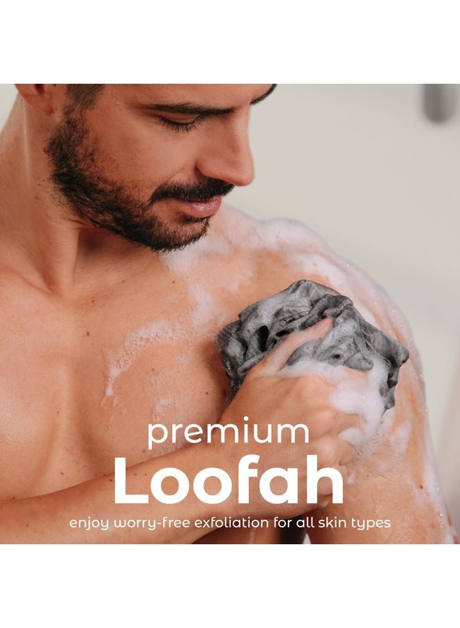 MainBasics Charcoal Infused Bath Shower Loofah Sponge Pouf Body Wash Scrubber (Set of 3) - Image 2