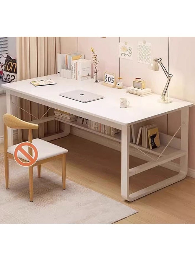 Spides Computer Desk Home Office Writing Study Desk Modern Simple Style Laptop Table with Storage Rack Under the Table Thickened Metal Leg Workstation Dining Gaming Table Ideal for Bedroom Home Office - Image 1