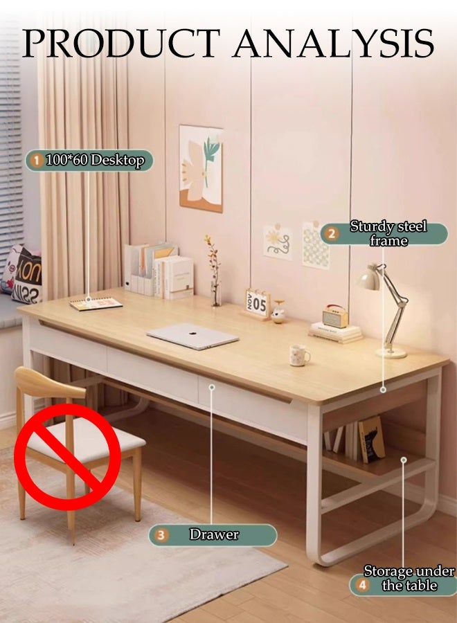 Spides Computer Desk Home Office Writing Study Desk Modern Simple Style Laptop Table with Storage Rack Under the Table Thickened Metal Leg Workstation Dining Gaming Table Ideal for Bedroom Home Office - Image 4