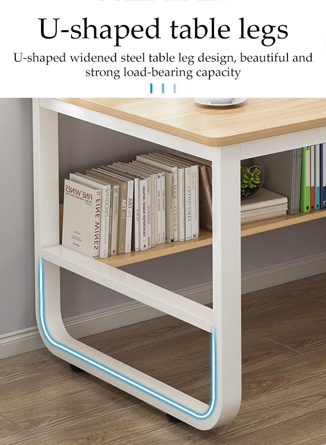 Spides Computer Desk Home Office Writing Study Desk Modern Simple Style Laptop Table with Storage Rack Under the Table Thickened Metal Leg Workstation Dining Gaming Table Ideal for Bedroom Home Office - Image 5