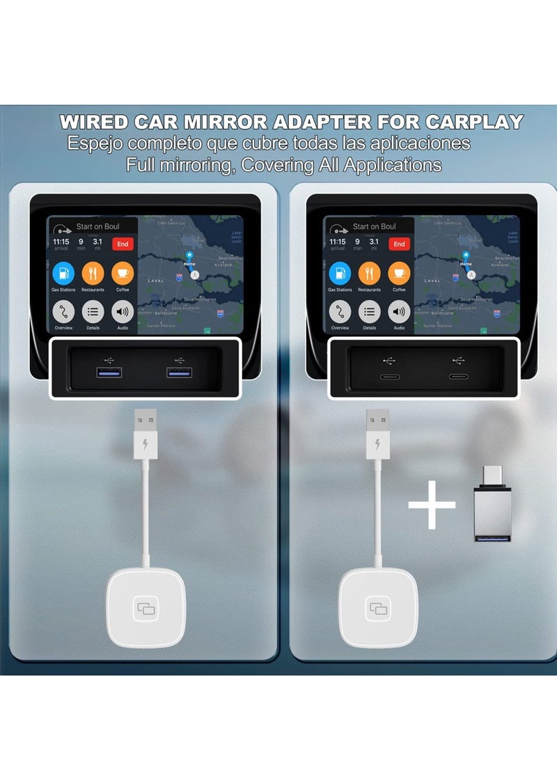 Y&D - CarMirror Carplay Adapter, for Apple Wired Converter with Cable, Plug&Play, Real-Time Transmission of Mobile Phone Screen to Enjoy All APP, Music, Navigation, Video(Square) - Image 1