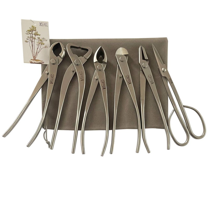 vouiu 6-Piece Bonsai Tool Set,Knob Cutter,Trunk Splitter,Concave Cutter,Wire Cutter,Jin Pliers,Bonsai Scissors - Image 1