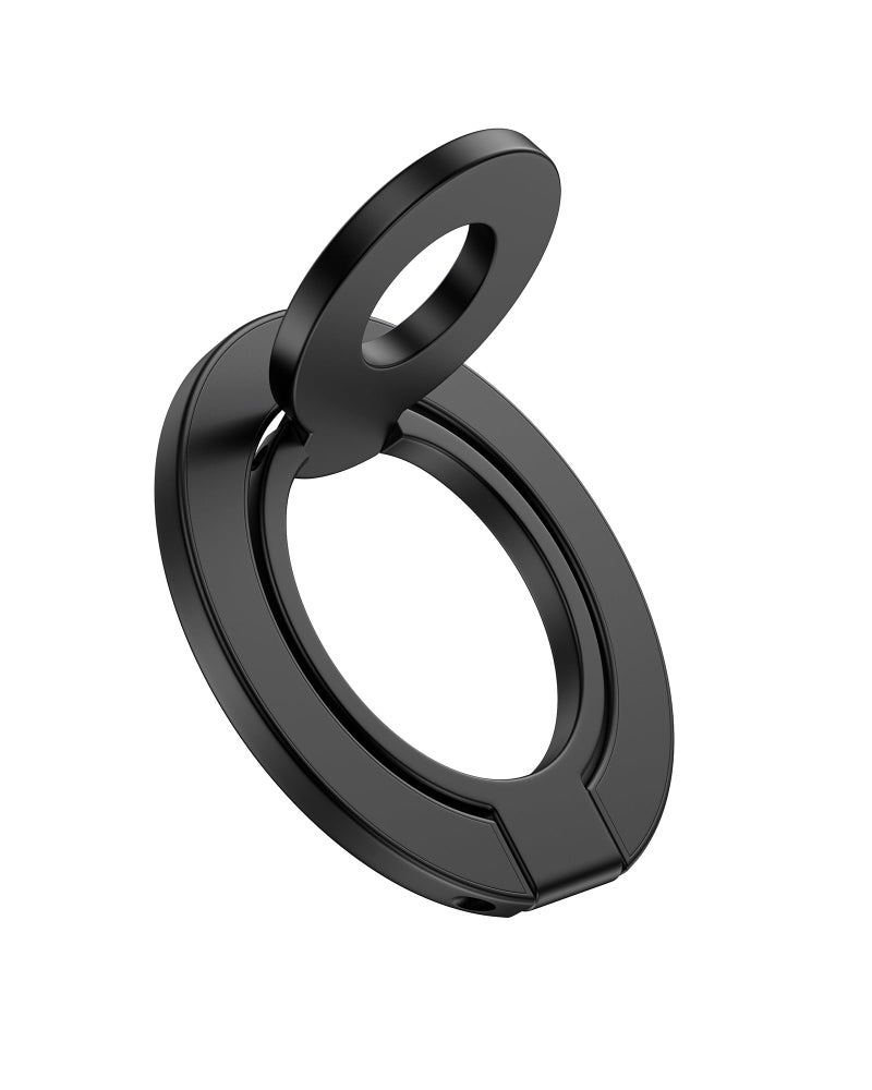 AILKIN Phone Ring Holder Grip with Dual-Side Magnets, Universal Magnetic Kickstand Stand, Wireless Charging Friendly, Foldable for iPhone 17 Pro Max, Samsung, Case, Desk, Car Mount, MagSafe Compatible-Black - Image 1