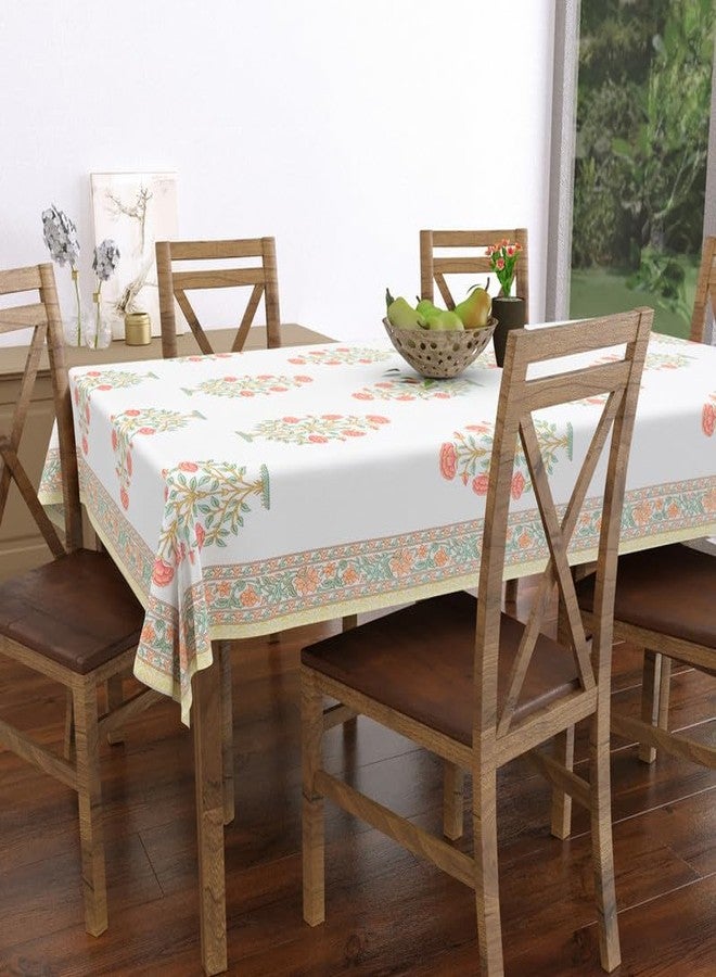 Texstylers Pure Cotton 6 Seater Dining Table Cloth - Rectangular Shape | 60x90 Inches | Washable & Durable Table Cover for Daily Use | Ideal for Home & Dining Decor, Orange Floral - Image 3