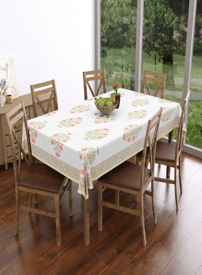 Texstylers Pure Cotton 6 Seater Dining Table Cloth - Rectangular Shape | 60x90 Inches | Washable & Durable Table Cover for Daily Use | Ideal for Home & Dining Decor, Orange Floral - Image 2
