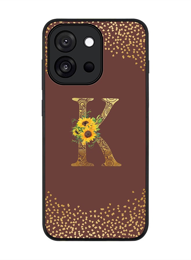 Stylizedd For OnePlus 13s / 13T Case,Slim fit Camera Protection, Shockproof Thin Phone cover  - Custom Floral Monogram - K  (Brown ) - Image 1