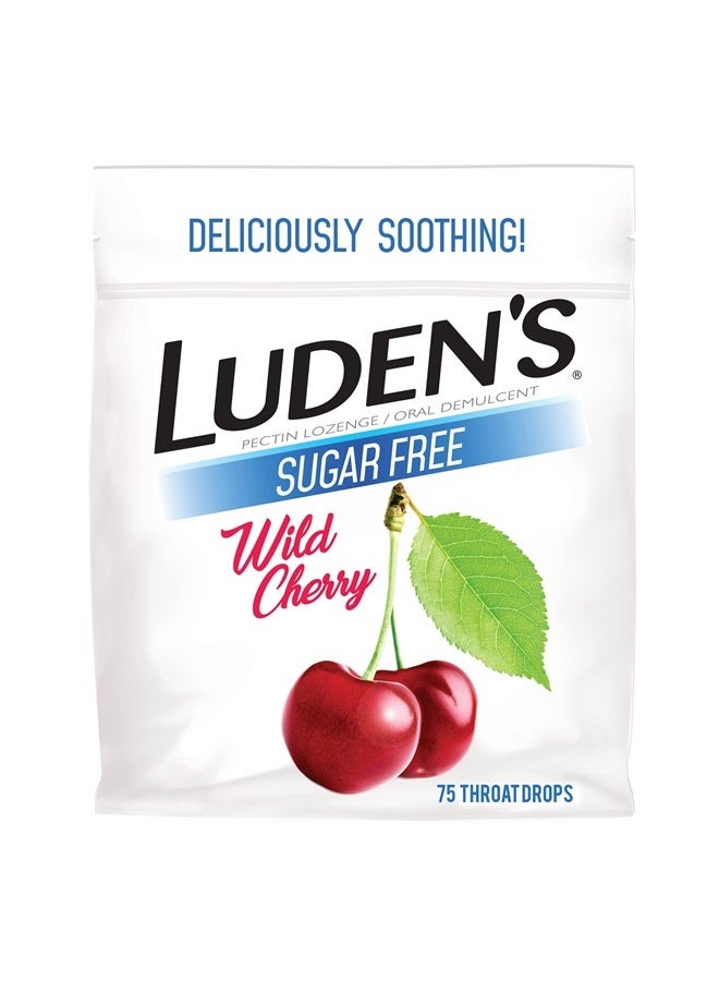 Luden's Sore Throat Drops, For Minor Sore Throat Relief, Sugar Free Wild Cherry, 75 Count - Image 1
