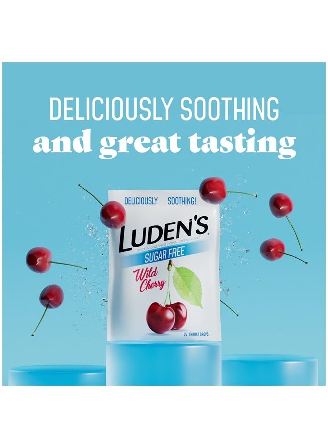 Luden's Sore Throat Drops, For Minor Sore Throat Relief, Sugar Free Wild Cherry, 75 Count - Image 2