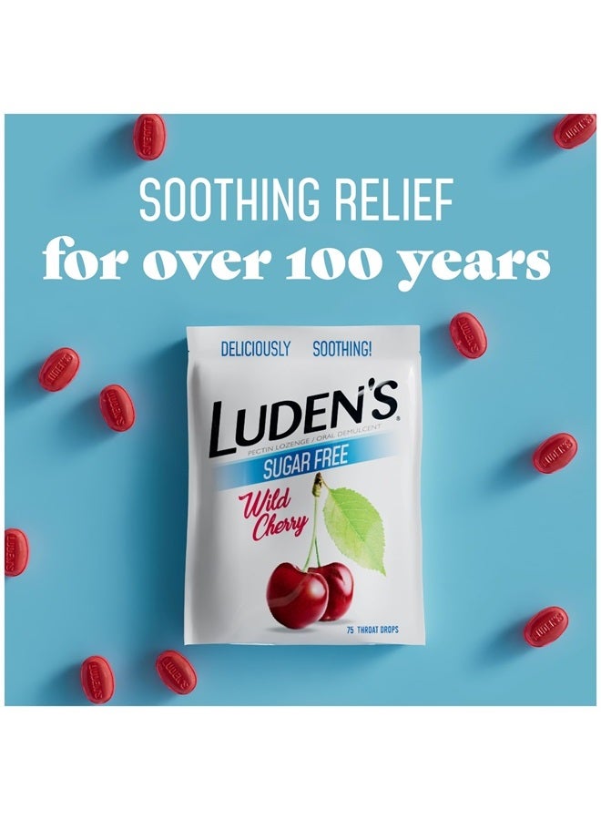 Luden's Sore Throat Drops, For Minor Sore Throat Relief, Sugar Free Wild Cherry, 75 Count - Image 4