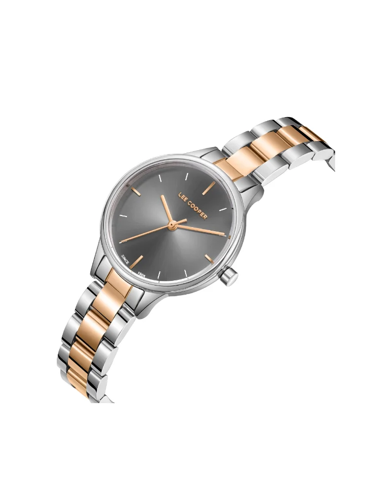 Lee Cooper Lee Cooper LC08080.560 Women's Analog Display Watch & Metal Strap Silver/Rose Gold