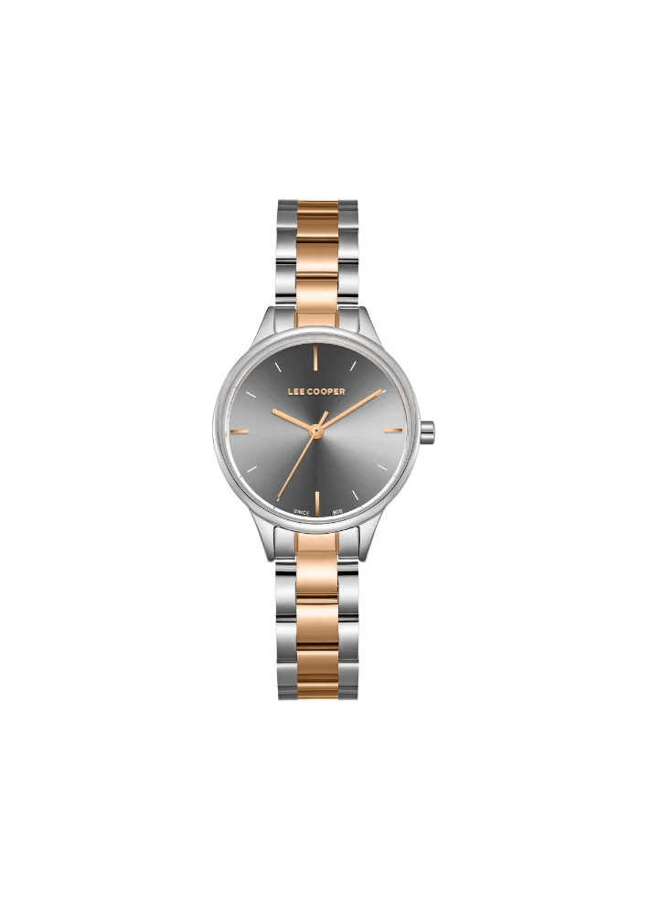 Lee Cooper Lee Cooper LC08080.560 Women's Analog Display Watch & Metal Strap Silver/Rose Gold