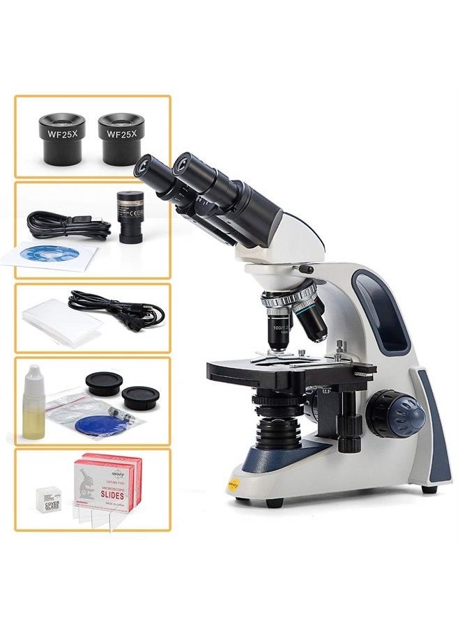 Swift - Swift SW380B 40X-2500X Magnification, Siedentopf Head, Research-Grade Binocular Compound Lab Microscope with Wide-Field 10X and 25X Eyepieces, Mechanical Stage, Ultra-Precise Focusing - Image 1
