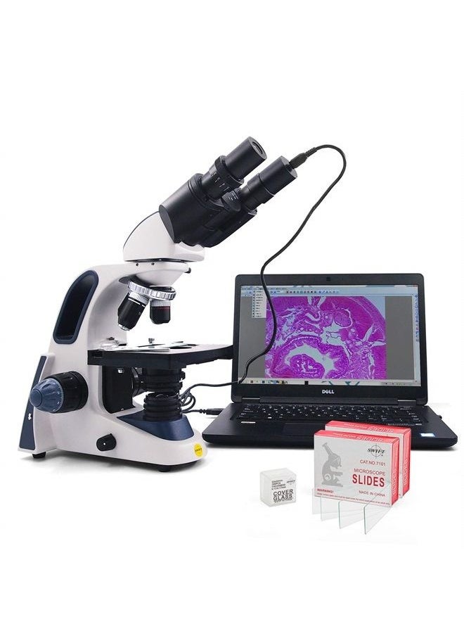 Swift - Swift SW380B 40X-2500X Magnification, Siedentopf Head, Research-Grade Binocular Compound Lab Microscope with Wide-Field 10X and 25X Eyepieces, Mechanical Stage, Ultra-Precise Focusing - Image 1