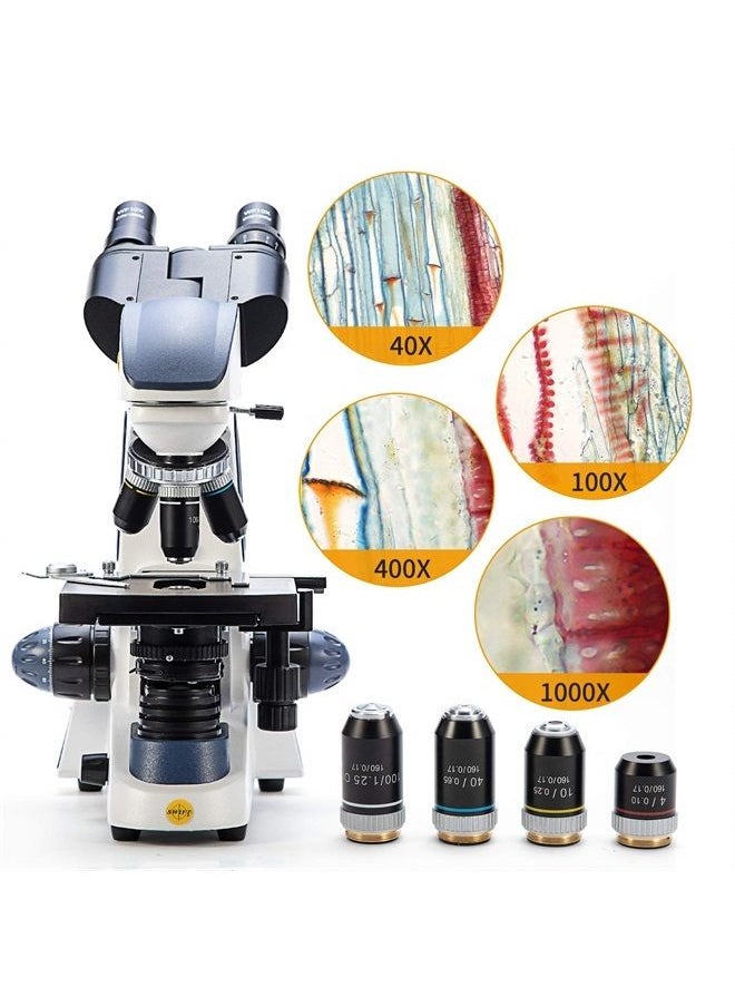 Swift - Swift SW380B 40X-2500X Magnification, Siedentopf Head, Research-Grade Binocular Compound Lab Microscope with Wide-Field 10X and 25X Eyepieces, Mechanical Stage, Ultra-Precise Focusing - Image 1