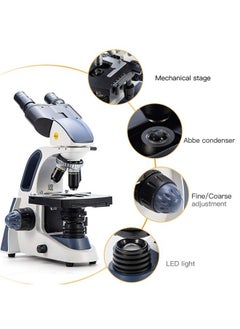 Swift Swift SW380B 40X-2500X Magnification, Siedentopf Head, Research-Grade Binocular Compound Lab Microscope with Wide-Field 10X and 25X Eyepieces, Mechanical Stage, Ultra-Precise Focusing  - Image 3