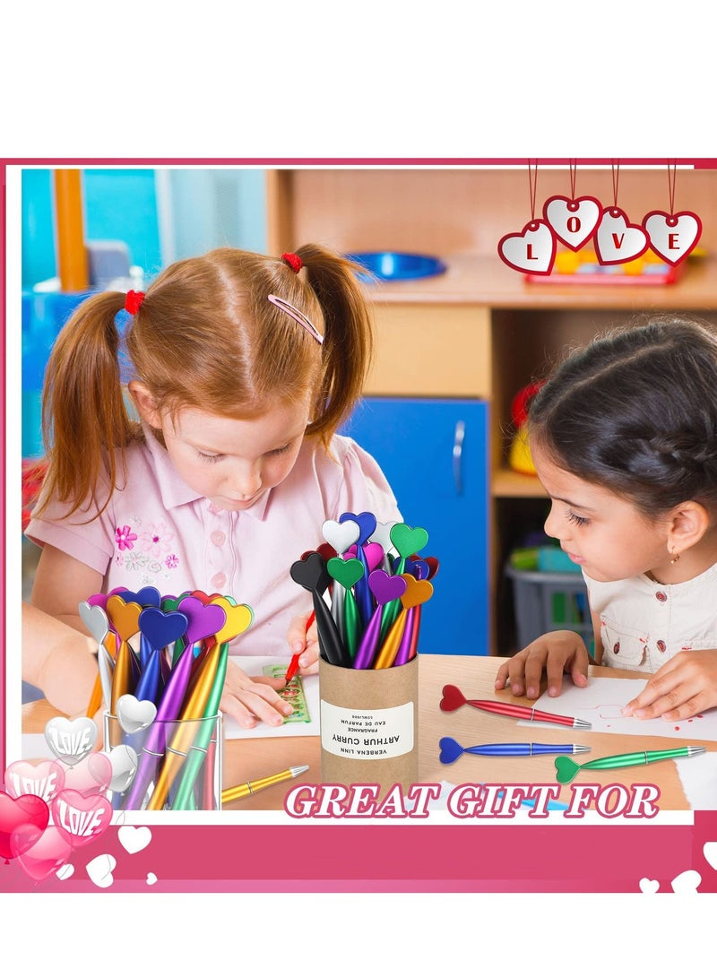 XiuWoo Heart Shaped Pens Ballpoint Spin Office 1 mm Black Gel Ink Rollerball Kids  Party Favor for School Supply (48 Pieces Multicolor) - Image 5