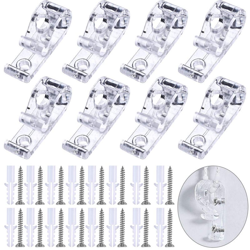 WEONE 8PCS Child Safety PClips Blind Safety Clips for Cord Clear Roller Blind Clips with 16 Screws  16 Plastic Pillars for Vertical and Roman Roller Curtain Ball Chain Cord Control