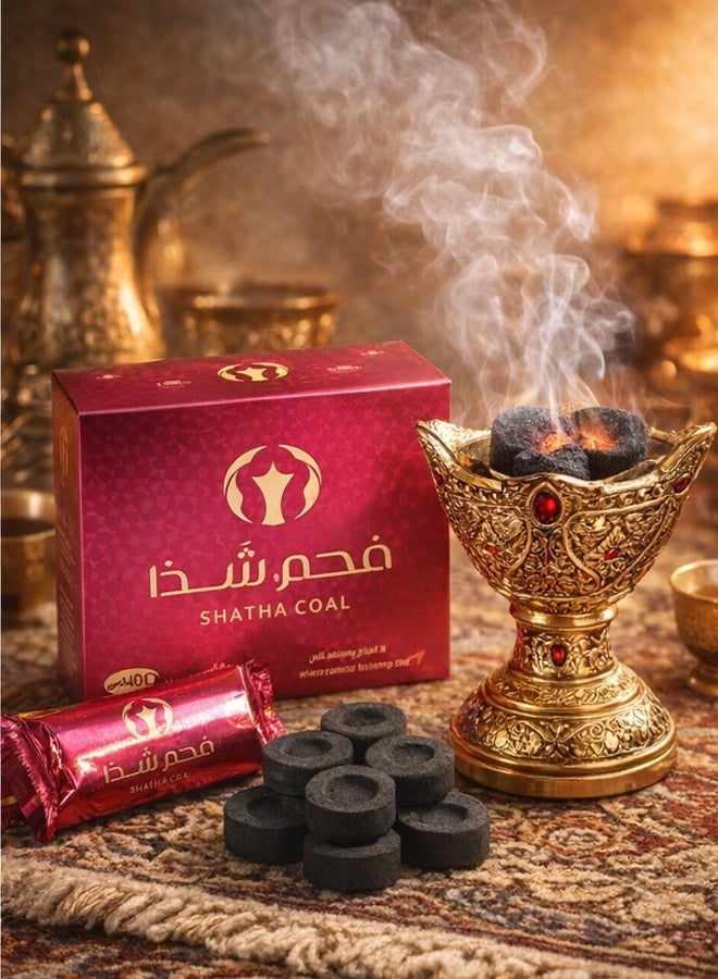 SHATHA COAL 160PCS Fast Lighting Bakhoor Charcoal Tablets – Long Lasting Smokeless Incense Charcoal for Oud & Bakhoor Burners, Low Ash, Natural Coconut Shell (2 Boxes) - Image 1