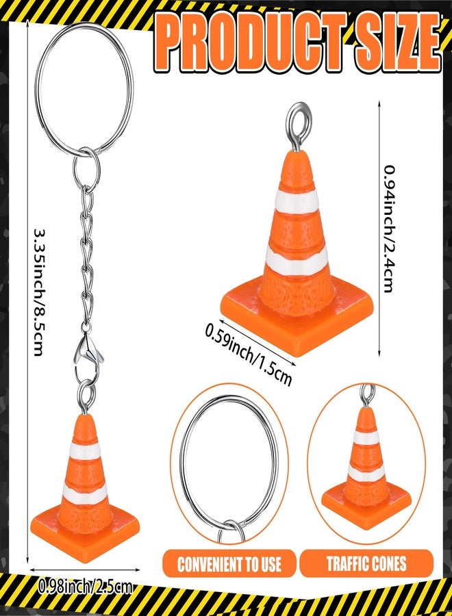 Otuuz Resin Traffic Cone Keychain Bulk for Multipurpose Construction Theme Party Favors Key Chain Engineering Sports Activity(24 Pcs,Orange) - Image 2