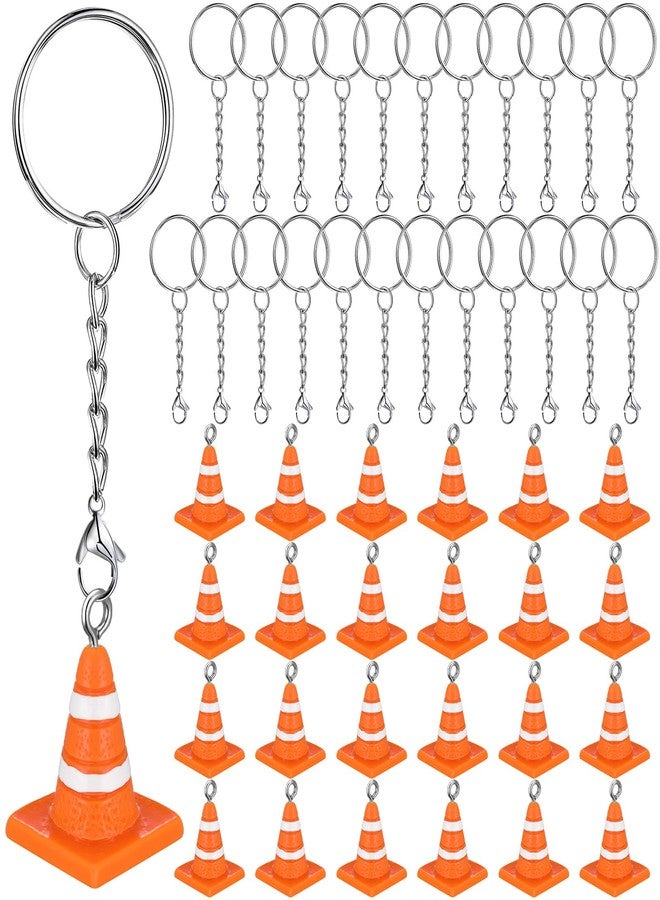 Otuuz Resin Traffic Cone Keychain Bulk for Multipurpose Construction Theme Party Favors Key Chain Engineering Sports Activity(24 Pcs,Orange) - Image 1