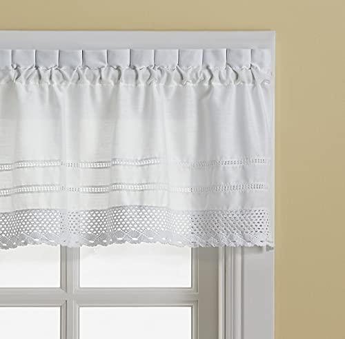 CHF & You Crochet Sheer Window Valance Kitchen Curtain for Windows, Living Room, Bedroom, Laundry, Bathroom, Rod Pocket, 58W x 14L inch, 1 Piece, White - Image 4