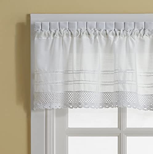 CHF & You Crochet Sheer Window Valance Kitchen Curtain for Windows, Living Room, Bedroom, Laundry, Bathroom, Rod Pocket, 58W x 14L inch, 1 Piece, White - Image 3