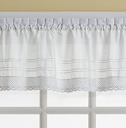 CHF & You Crochet Sheer Window Valance Kitchen Curtain for Windows, Living Room, Bedroom, Laundry, Bathroom, Rod Pocket, 58W x 14L inch, 1 Piece, White - Image 5