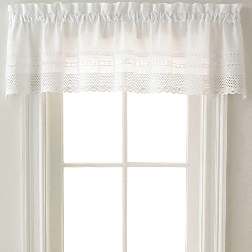 CHF & You Crochet Sheer Window Valance Kitchen Curtain for Windows, Living Room, Bedroom, Laundry, Bathroom, Rod Pocket, 58W x 14L inch, 1 Piece, White - Image 2