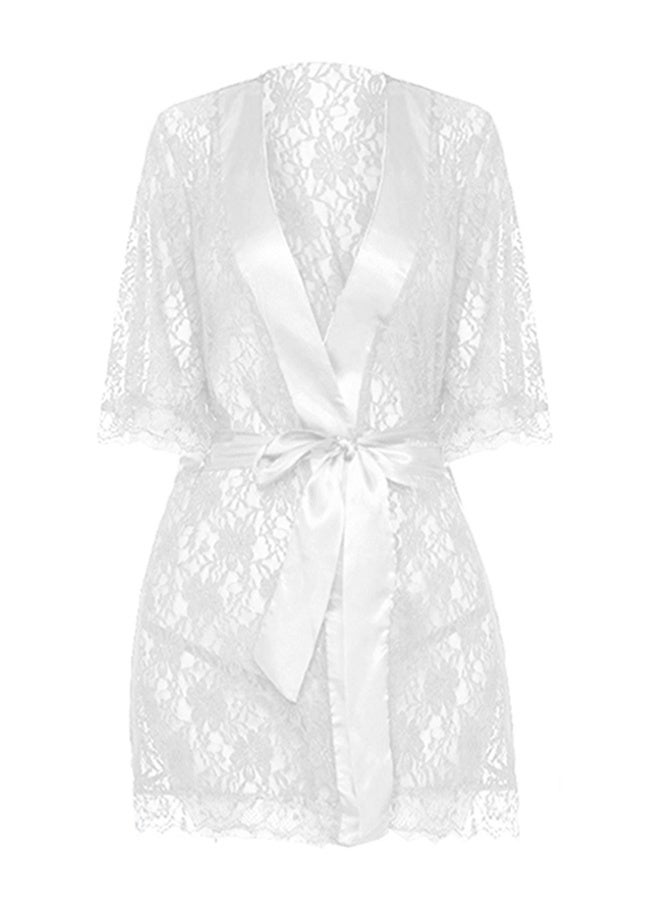 MARGOUN Women's Lace Kimono Robe Babydoll Lingerie Mesh Nightgown W396 - Image 3