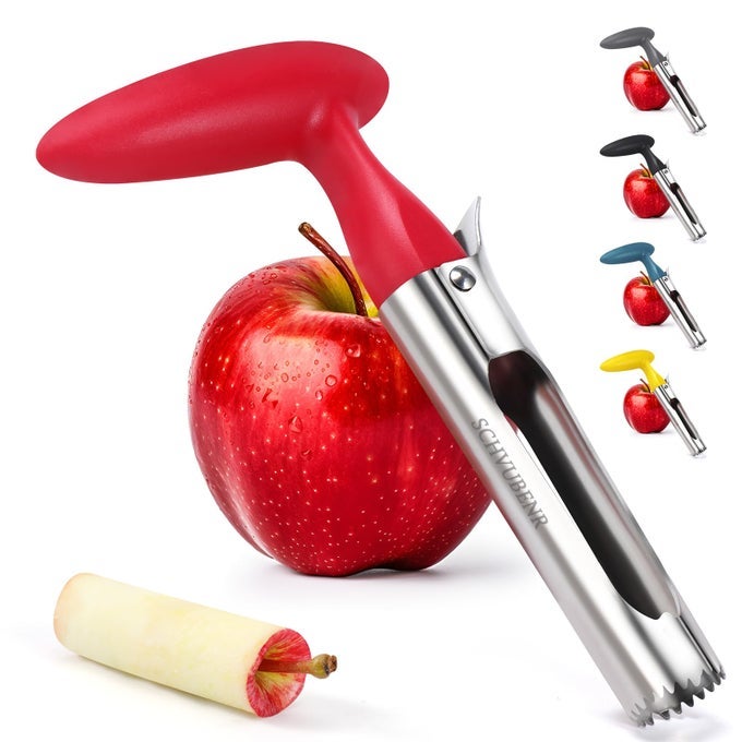 PREMIUM APPLE CORER TOOL EASY TO USE AND CLEAN STURDY APPLE CORE REMOVER WITH SHARP SERRATED BLADES STAINLESS STEEL CORERS FOR APPLE AND PEAR CORE FRUITS WITH EASERED